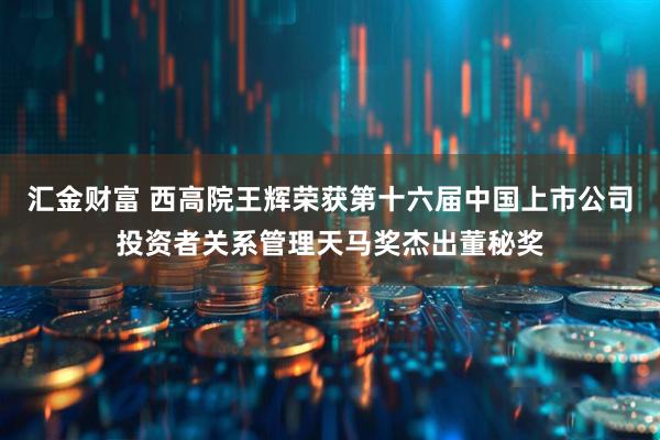 汇金财富 西高院王辉荣获第十六届中国上市公司投资者关系管理天马奖杰出董秘奖
